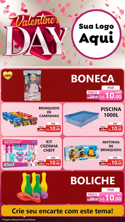 Modelo de TV para TV Vertical com o tema Valentine's Day para Brinquedos