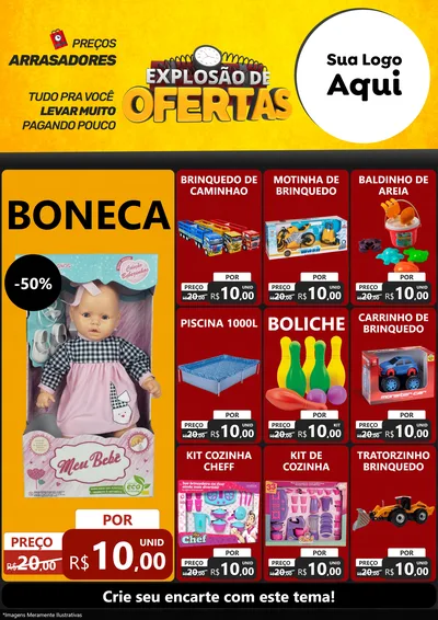 Modelo de Encarte para Encarte A4 Vertical com o tema Explosão de Ofertas para Brinquedos