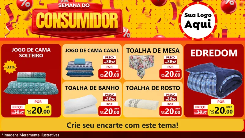 Modelo de TV para TV Horizontal com o tema Semana do Consumidor para Cama, Mesa e Banho