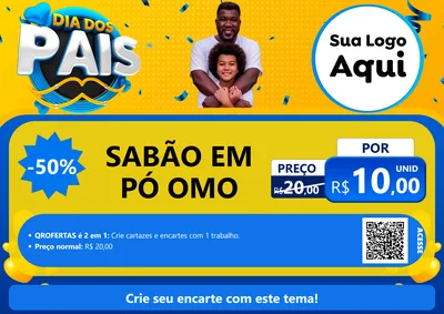 Modelo de Cartaz para Cartaz A4 Horizontal com o tema Dia dos Pais para Produtos de Limpeza