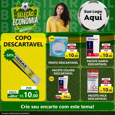 Modelo de Rede Social para Feed Facebook com o tema Seleção de Economia - Copa para Embalagens