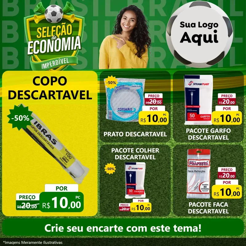 Modelo de Rede Social para Feed Facebook com o tema Seleção de Economia - Copa para Embalagens