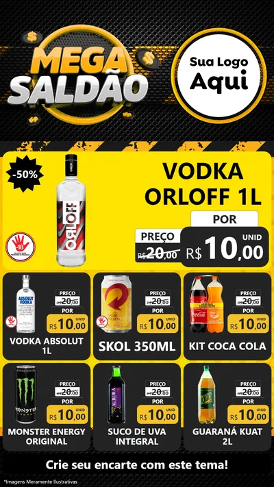 Modelo de Rede Social para Stories com o tema Mega Saldão para Distribuidora de bebidas
