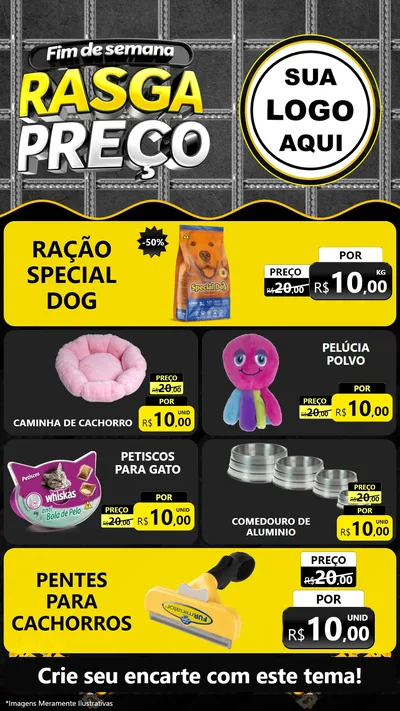 Modelo de TV para TV Vertical com o tema Fim de Semana Rasga Preço para Pet Shop