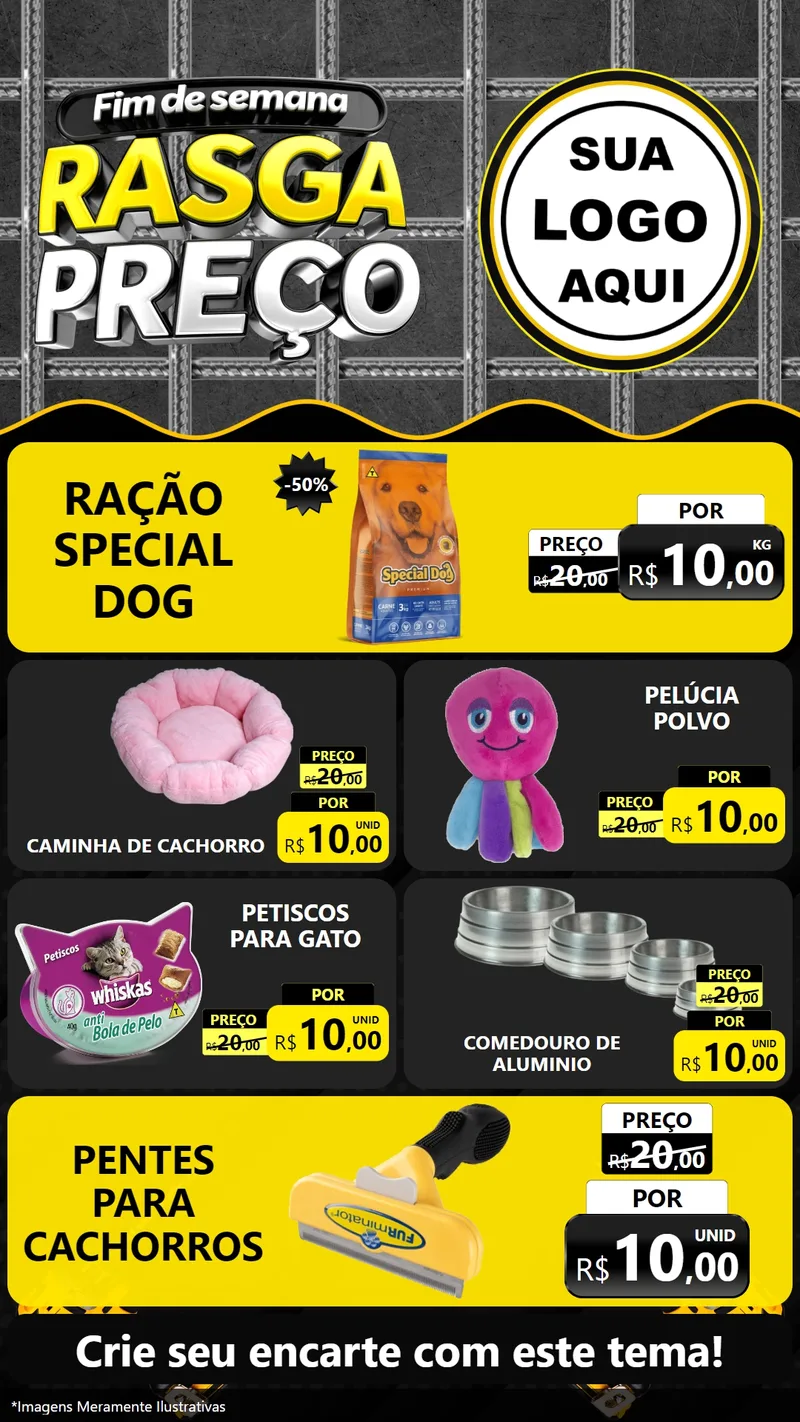 Modelo de TV para TV Vertical com o tema Fim de Semana Rasga Preço para Pet Shop