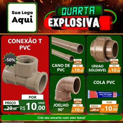 Modelo de Rede Social para Feed Facebook com o tema Quarta Explosiva para Tubos e conexões