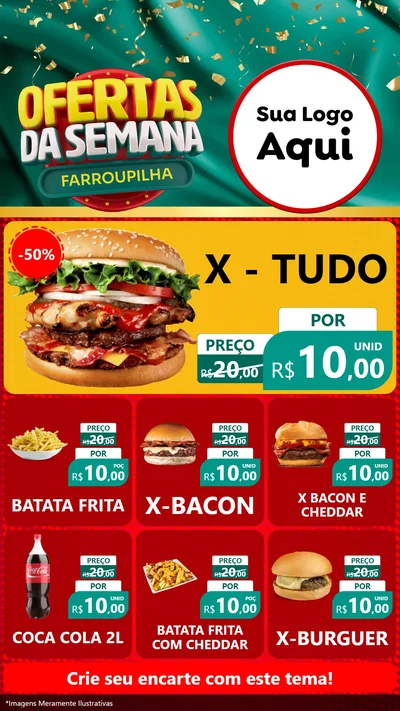 Modelo de Rede Social para Stories com o tema Ofertas da Semana Farroupilha para Hamburgueria