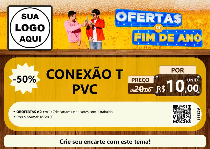 Modelo de Cartaz para Cartaz A4 Horizontal com o tema Ofertas de Fim de Ano para Tubos e conexões