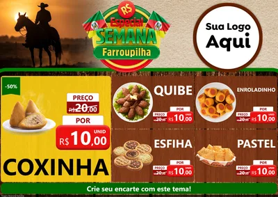 Modelo de Encarte para Encarte A4 Horizontal com o tema Especial Semana Farroupilha para Salgadaria