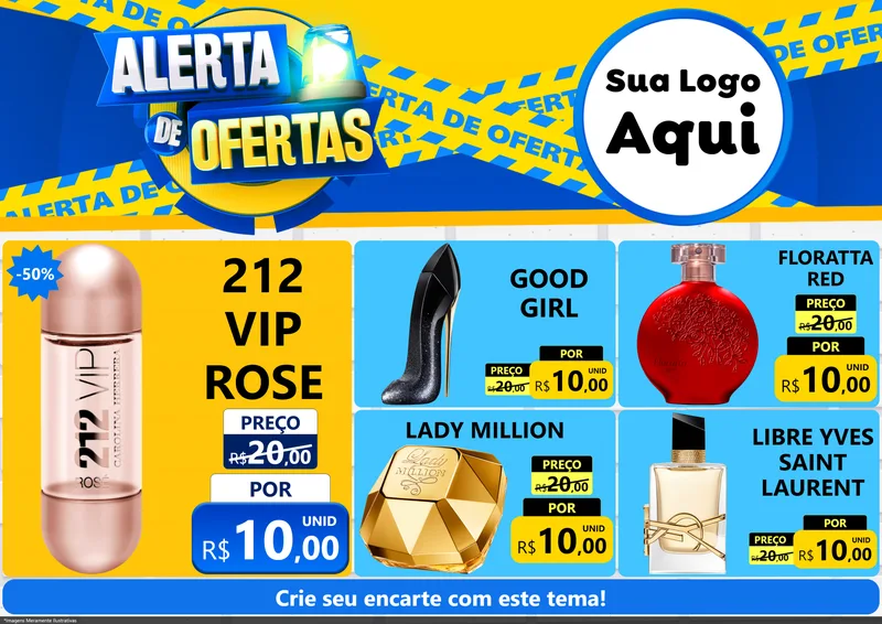 Modelo de Encarte para Encarte A4 Horizontal com o tema Alerta de Ofertas para Perfumes