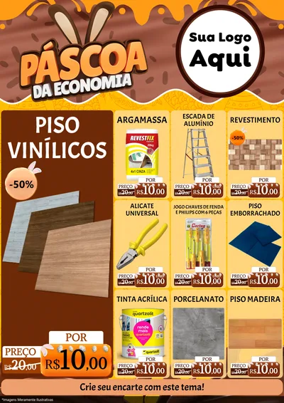 Modelo de Encarte para Encarte A4 Vertical com o tema Páscoa da Economia para Material para Construção