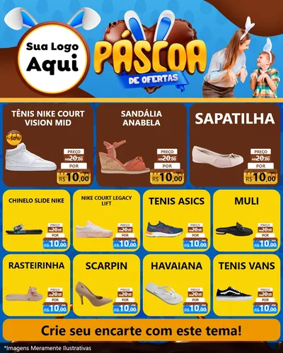 Modelo de Rede Social para Feed Instagram com o tema Páscoa de Ofertas para Calçados