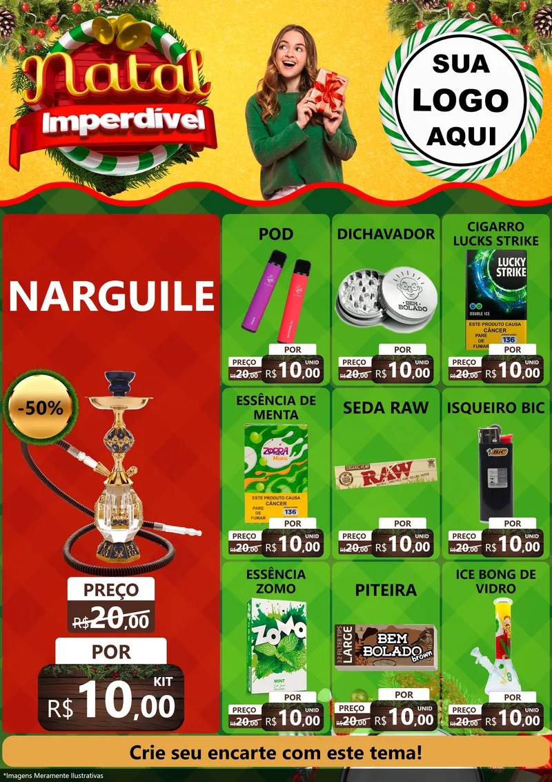 Modelo de Encarte para Encarte A4 Vertical com o tema Natal Imperdível para Tabacaria