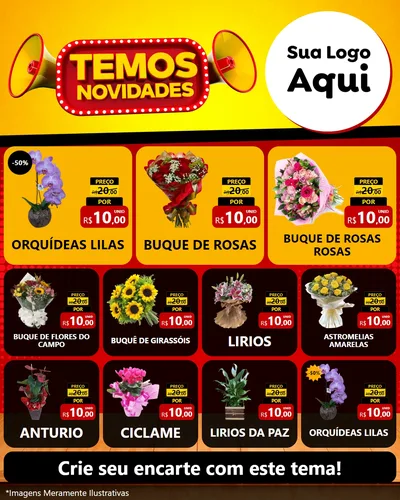 Modelo de Rede Social para Feed Instagram com o tema Temos Novidades para Floricultura e jardim