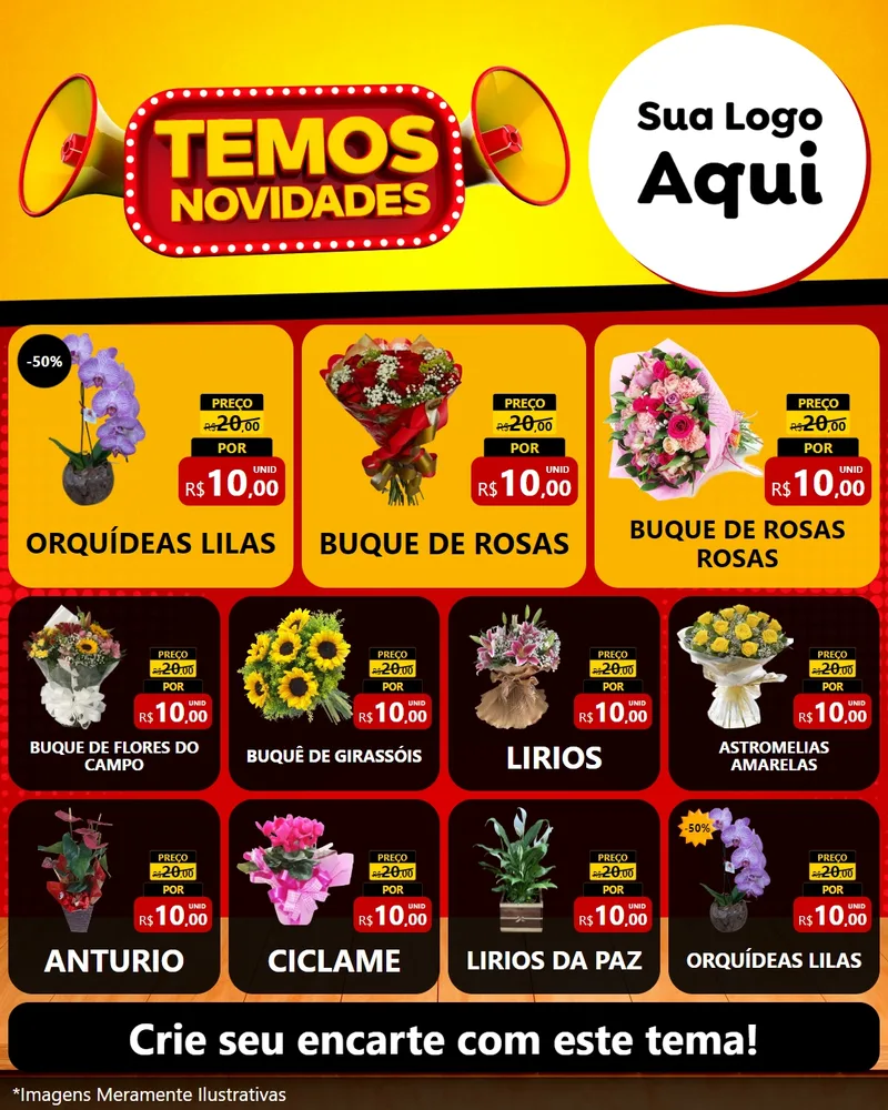 Modelo de Rede Social para Feed Instagram com o tema Temos Novidades para Floricultura e jardim