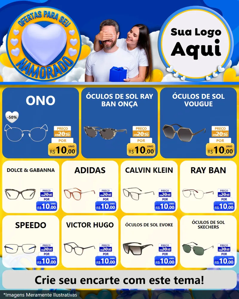 Modelo de Rede Social para Feed Instagram com o tema Ofertas Para Seu Namorado para Óticas