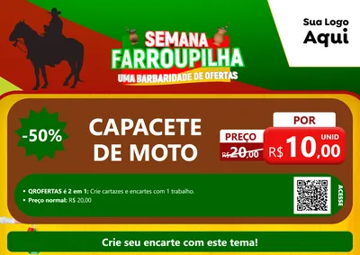 Modelo de Cartaz para Cartaz A4 Horizontal com o tema Semana Farroupilha - Uma Barbaridade de Ofertas para Moto peças