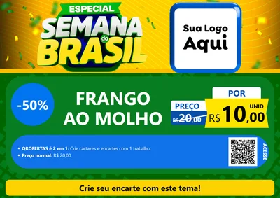 Modelo de Cartaz para Cartaz A4 Horizontal com o tema Especial Semana do Brasil para Restaurante