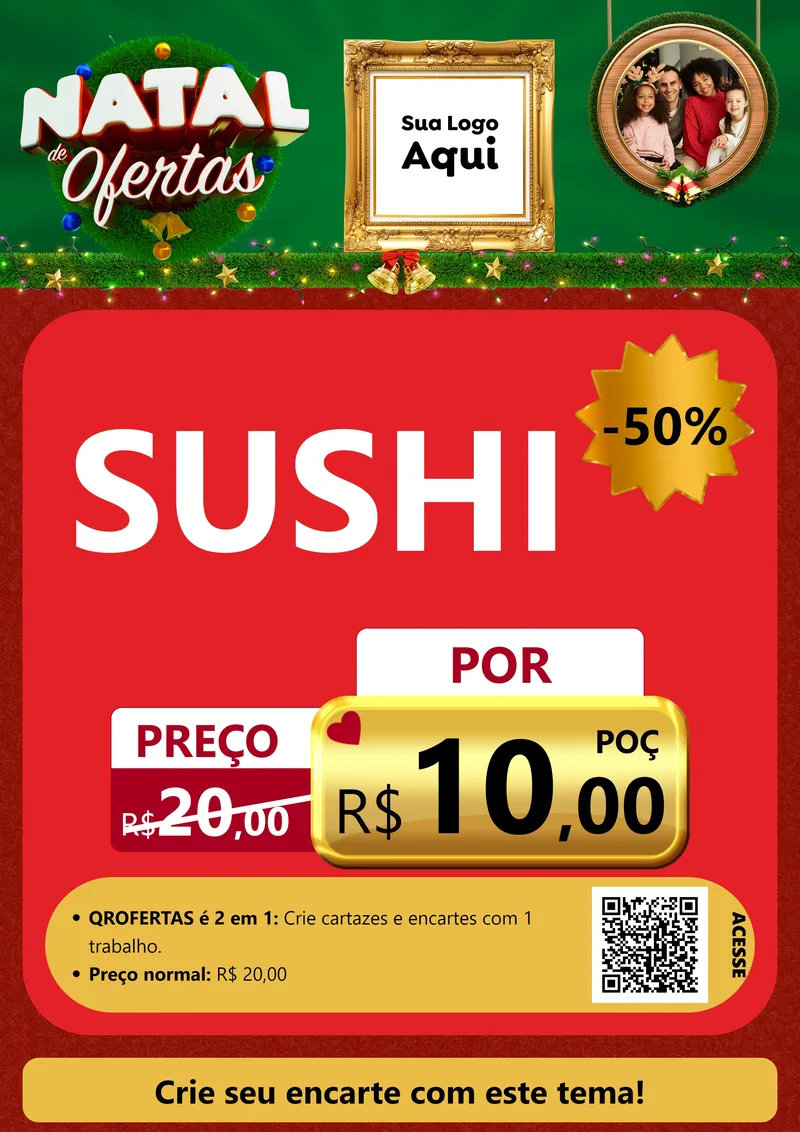 Modelo de Cartaz para Cartaz A4 Vertical com o tema Natal de Ofertas para Comida japonesa