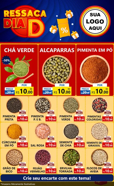 Modelo de Encarte para Encarte Grande com o tema Ressaca Dia D para Produtos Naturais