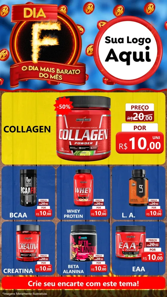 Modelo de Rede Social para Stories com o tema Dia F - O Dia Mais Barato Do Mês para Suplementos alimentares
