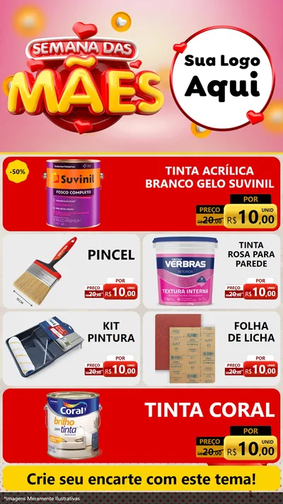 Modelo de TV para TV Vertical com o tema Semana das Mães para Tintas e Ferramentas
