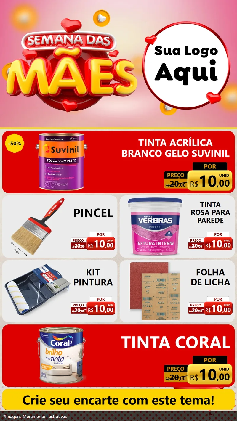 Modelo de TV para TV Vertical com o tema Semana das Mães para Tintas e Ferramentas