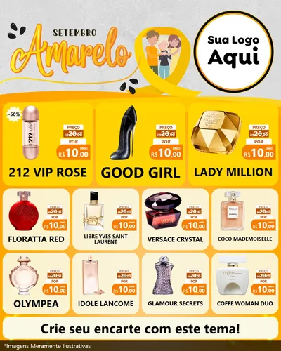 Modelo de Rede Social para Feed Instagram com o tema Setembro Amarelo para Perfumes