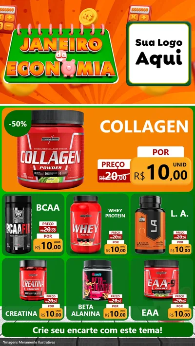 Modelo de Rede Social para Stories com o tema Janeiro da Economia para Suplementos alimentares