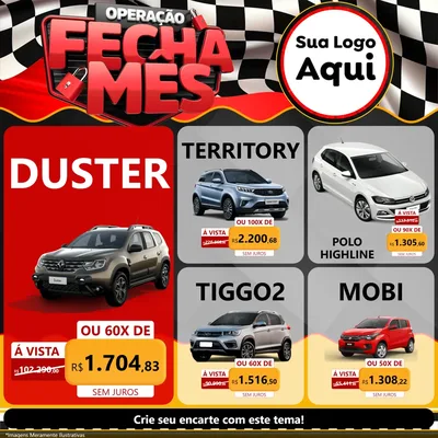 Modelo de Rede Social para Feed Facebook com o tema Operação Fecha Mês - Auto Moto para Concessionaria de Carros