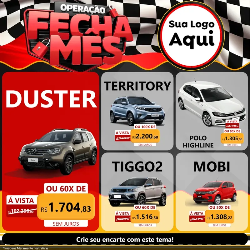 Modelo de Rede Social para Feed Facebook com o tema Operação Fecha Mês - Auto Moto para Concessionaria de Carros