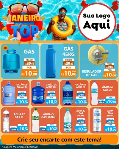 Modelo de Rede Social para Feed Instagram com o tema Janeiro Top para Água e gás