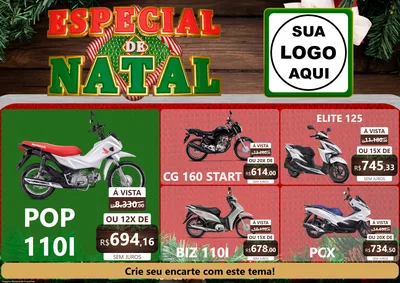 Modelo de Encarte para Encarte A4 Horizontal com o tema Especial de Natal para Concessionaria de Motos