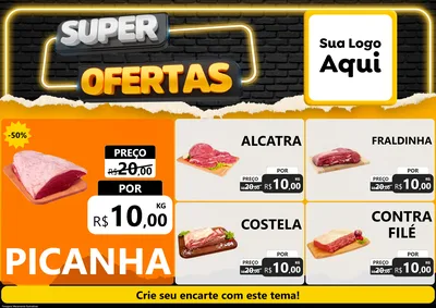 Modelo de Encarte para Encarte A4 Horizontal com o tema Super Ofertas para Açougue