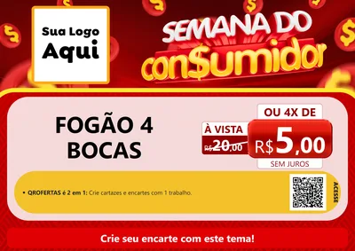 Modelo de Cartaz para Cartaz A4 Horizontal com o tema Semana do Consumidor para Móveis e Eletro