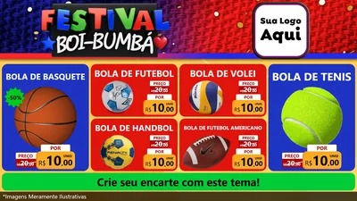 Modelo de TV para TV Horizontal com o tema Festival Boi-Bumbá para Artigos Esportivos