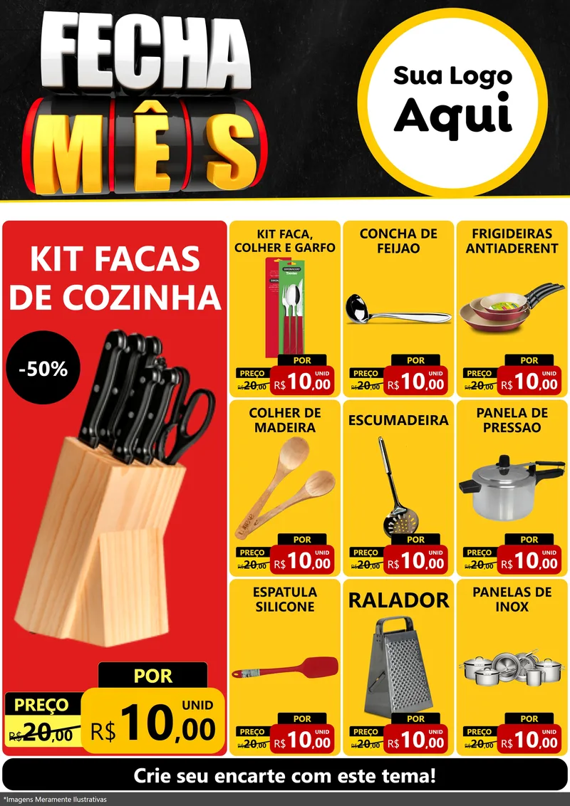 Modelo de Encarte para Encarte A4 Vertical com o tema Fecha Mês para Utilidades Domésticas