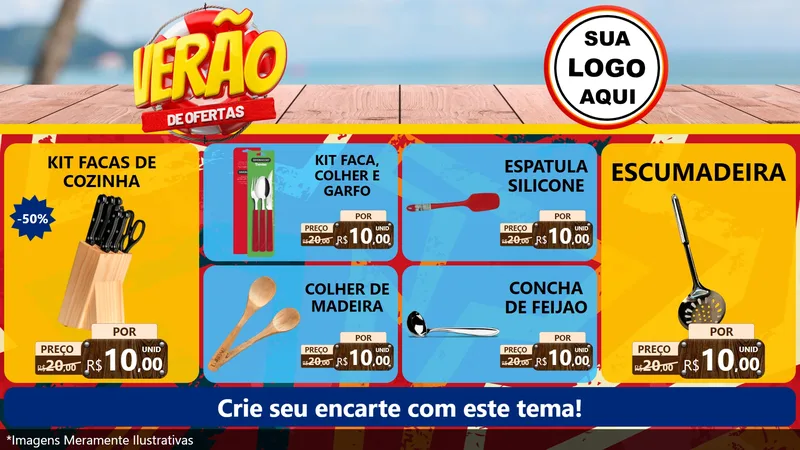Modelo de TV para TV Horizontal com o tema Verão de Ofertas para Utilidades Domésticas