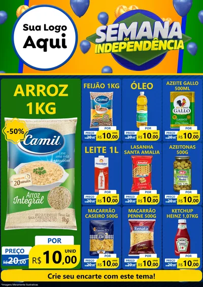 Modelo de Encarte para Encarte A4 Vertical com o tema Semana da Independência para Supermercado