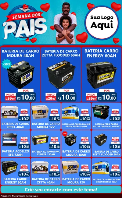 Modelo de Encarte para Encarte Grande com o tema Semana Dos Pais para Baterias Elétricas