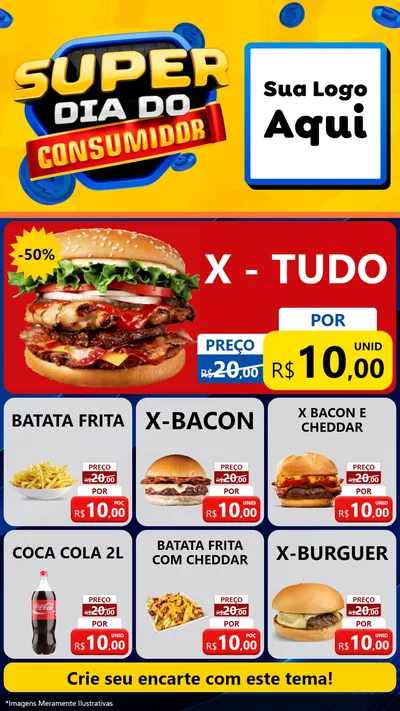Modelo de Rede Social para Stories com o tema Super Dia do Consumidor para Hamburgueria