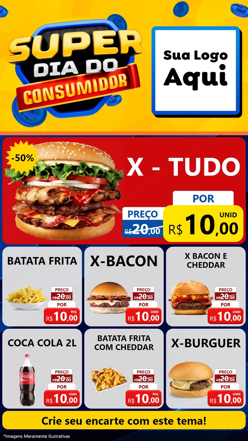 Modelo de Rede Social para Stories com o tema Super Dia do Consumidor para Hamburgueria