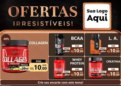 Modelo de Encarte para Encarte A4 Horizontal com o tema Ofertas Irresistíveis! para Suplementos alimentares