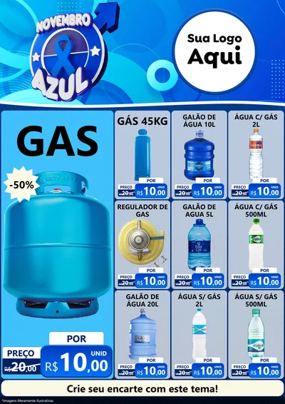Modelo de Encarte para Encarte A4 Vertical com o tema Novembro Azul para Água e gás