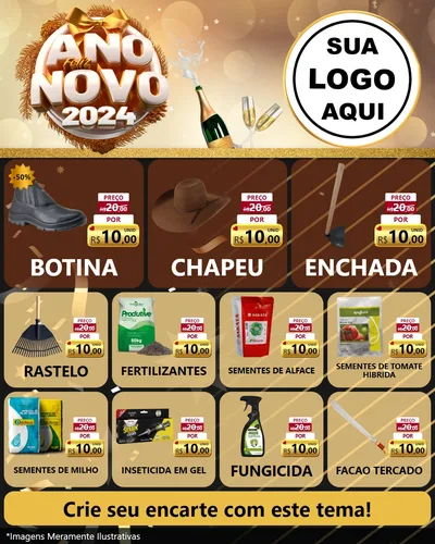 Modelo de Rede Social para Feed Instagram com o tema Feliz Ano Novo 2027 para Agropecuária