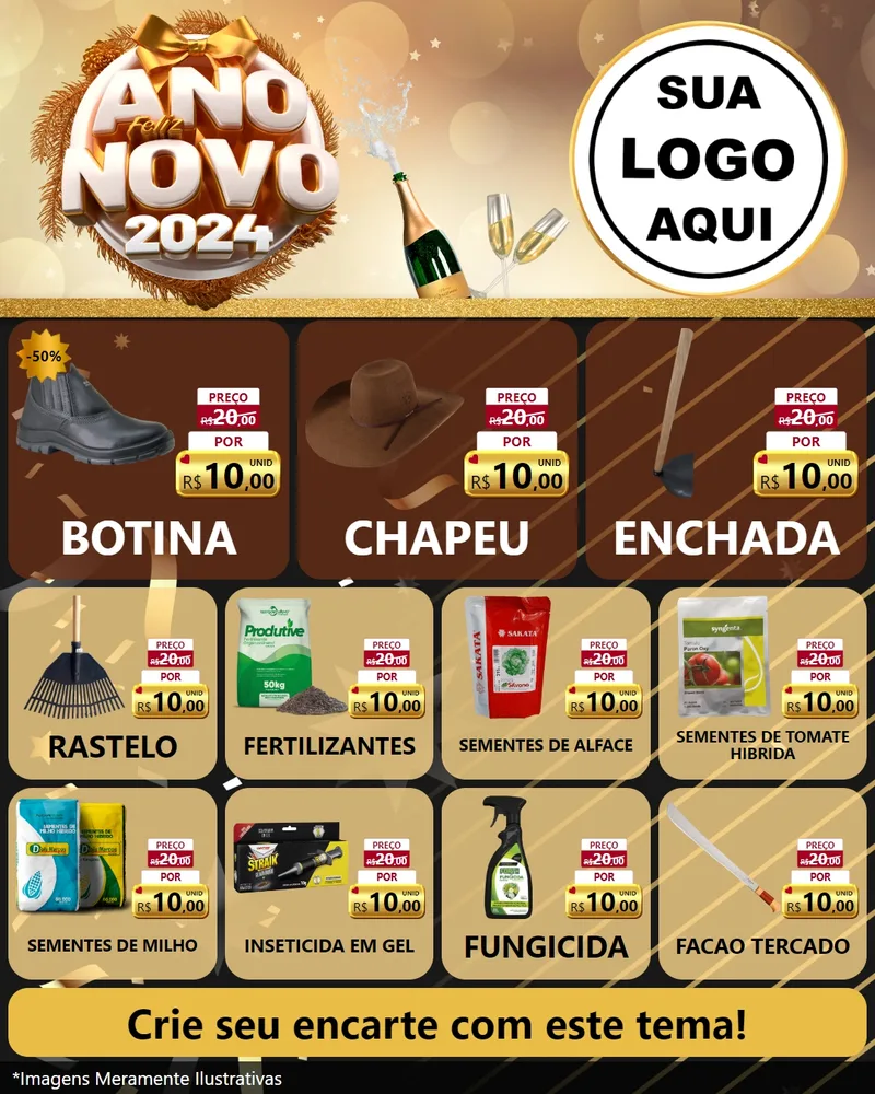 Modelo de Rede Social para Feed Instagram com o tema Feliz Ano Novo 2027 para Agropecuária