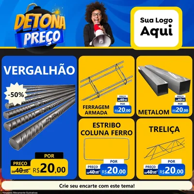 Modelo de Rede Social para Feed Facebook com o tema Detona Preços para Ferragens