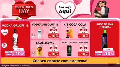 Modelo de TV para TV Horizontal com o tema Valentine's Day para Distribuidora de bebidas