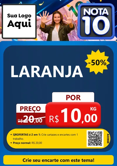 Modelo de Cartaz para Cartaz A4 Vertical com o tema Nota 10 para Hortifrúti