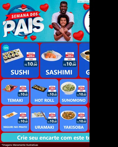 Modelo de Rede Social para Feed Instagram com o tema Semana Dos Pais para Comida japonesa